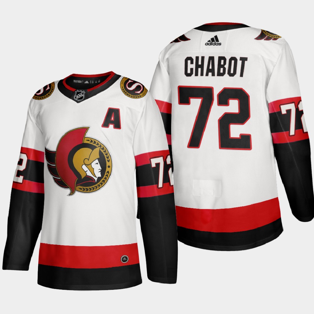 Personalized Ottawa Senators #72 Thomas Chabot Men’s 2020-21 Authentic Player Away Stitched NHL Jersey White