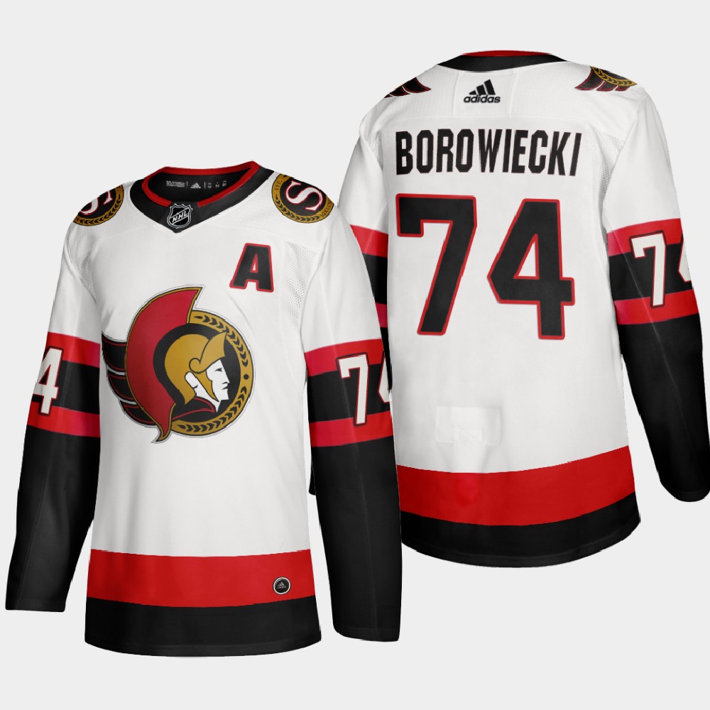 Personalized Ottawa Senators #74 Mark Borowiecki Men’s 2020-21 Authentic Player Away Stitched NHL Jersey White