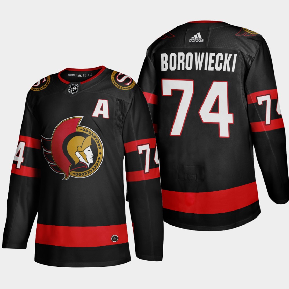 Personalized Ottawa Senators #74 Mark Borowiecki Men’s 2020-21 Authentic Player Home Stitched NHL Jersey Black