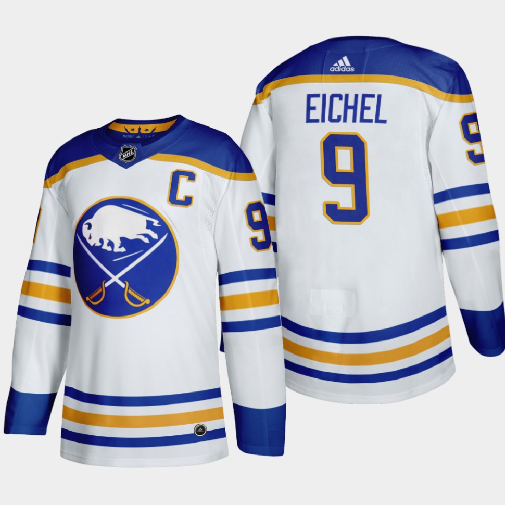 Personalized Buffalo Sabres #9 Jack Eichel Men’s 2020-21 Away Authentic Player Stitched NHL Jersey White