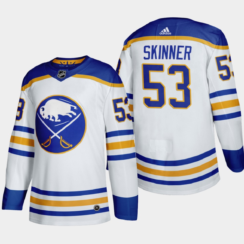 Personalized Buffalo Sabres #53 Jeff Skinner Men’s 2020-21 Away Authentic Player Stitched NHL Jersey White