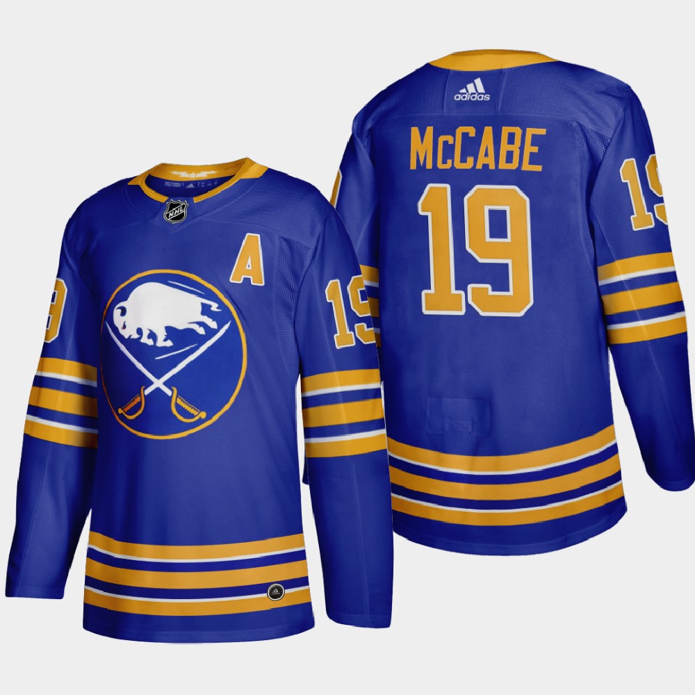 Personalized Buffalo Sabres #19 Jake Mccabe Men’s 2020-21 Home Authentic Player Stitched NHL Jersey Royal Blue