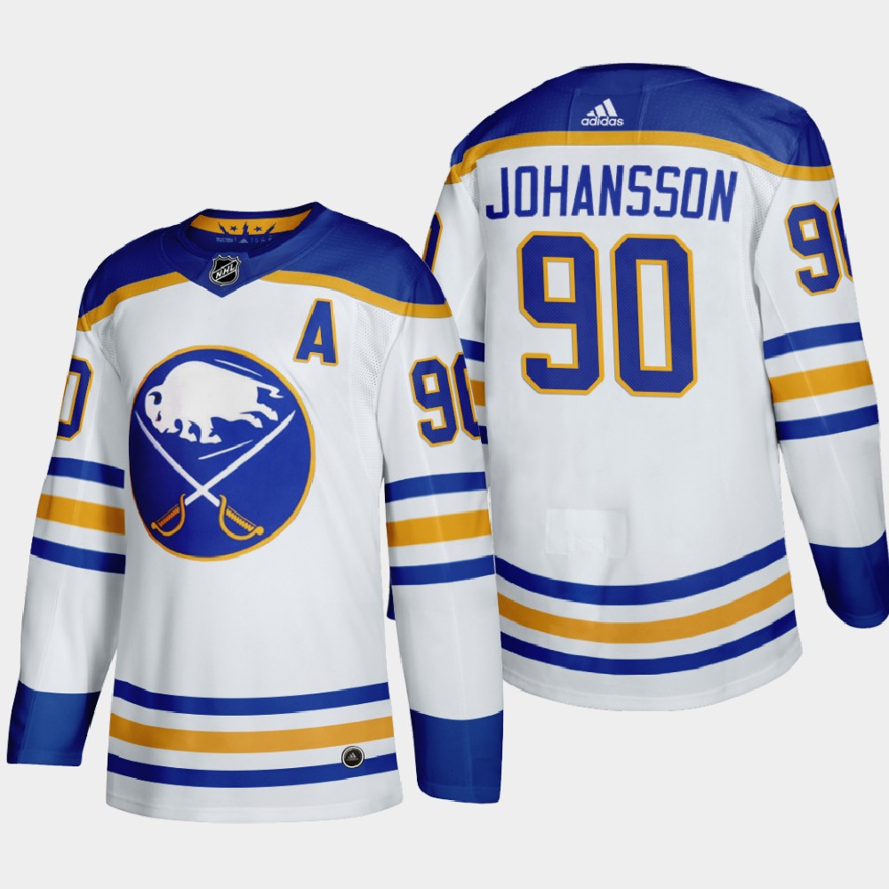 Personalized Buffalo Sabres #90 Marcus Johansson Men’s 2020-21 Away Authentic Player Stitched NHL Jersey White