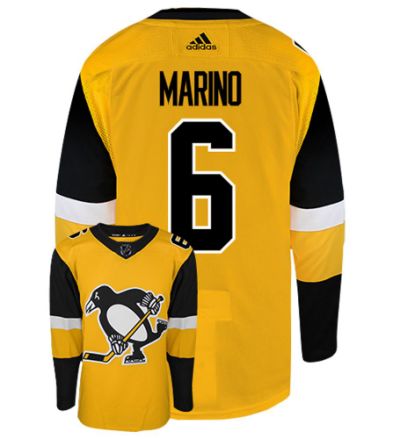 Personalized Men’s Penguins #6 Marino Gold Authentic Stitched Hockey Jersey