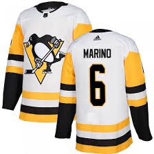 Personalized Men’s Penguins #6 Marino White Authentic Stitched Hockey Jersey