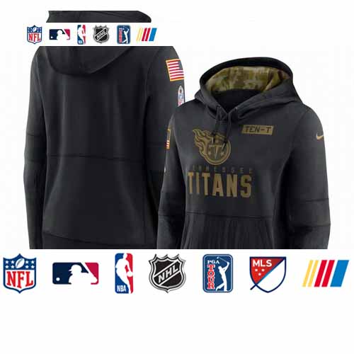 Personalized Women’s Tennessee Titans 2020 Salute to Service Performance Pullover Hoodie Black