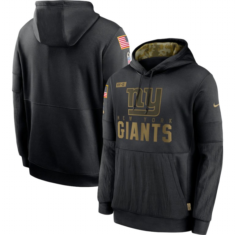 Personalized New York Giants 2020 Salute to Service Sideline Performance Pullover Hoodie Black