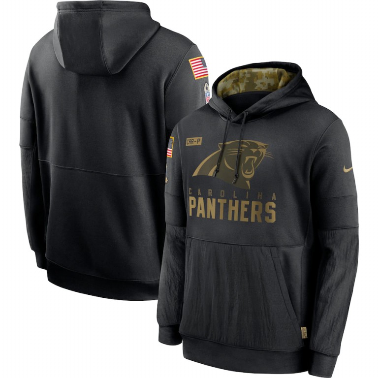 Personalized Carolina Panthers 2020 Salute to Service Sideline Performance Pullover Hoodie Black