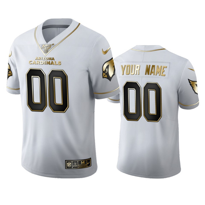 Personalized Arizona Cardinals Men’s White Golden Edition Limited NFL 100 Jersey
