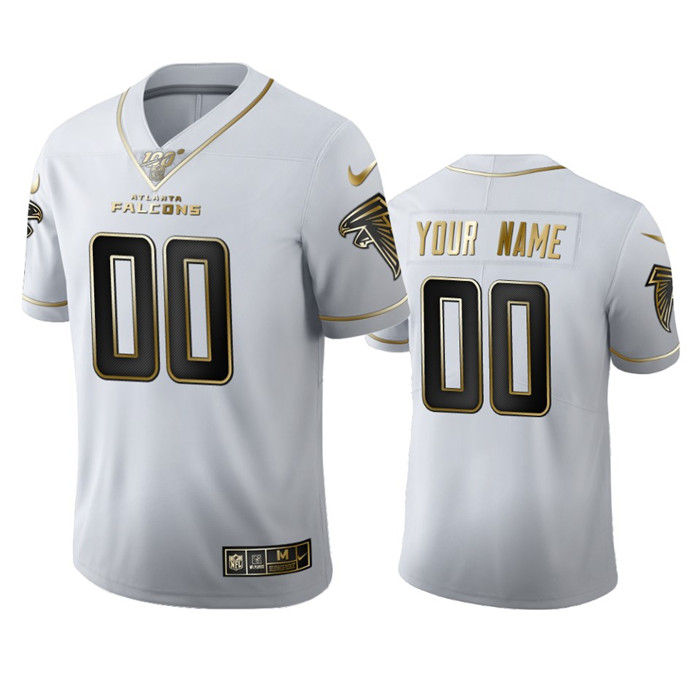 Personalized Atlanta Falcons Men’s White Golden Edition Limited NFL 100 Jersey