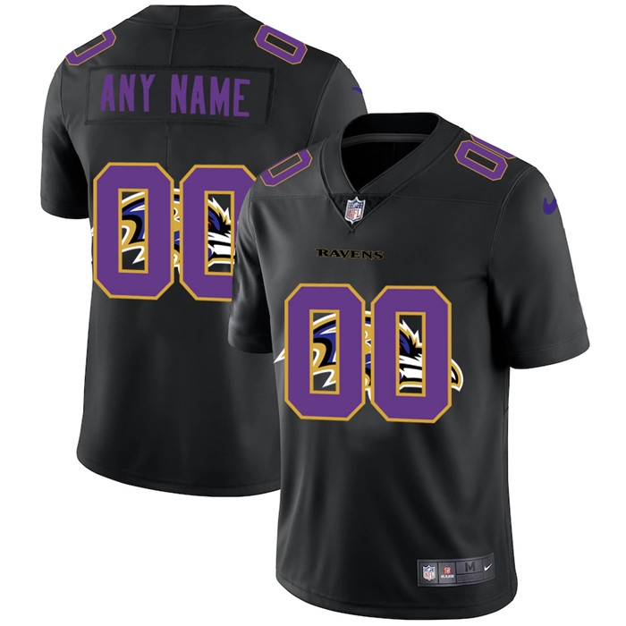 Personalized Baltimore Ravens Men’s Team Logo Dual Overlap Limited NFL Jersey Black