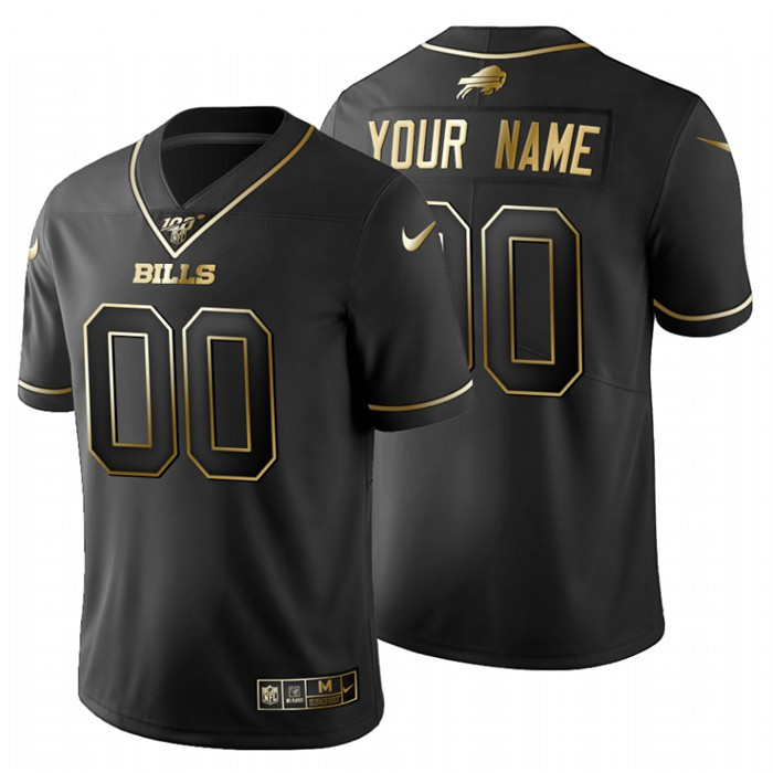 Personalized Buffalo Bills Men’s Black Golden Limited NFL 100 Jersey