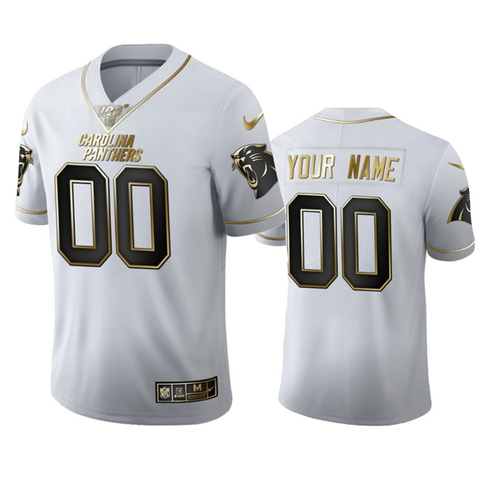 Personalized Carolina Panthers Men’s White Golden Edition Limited NFL 100 Jersey