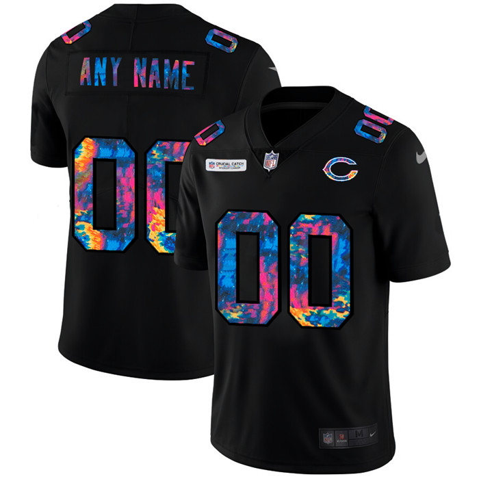 Personalized Chicago Bears Men’s Multi-Color Black 2020 NFL Crucial Catch Untouchable Limited Jersey