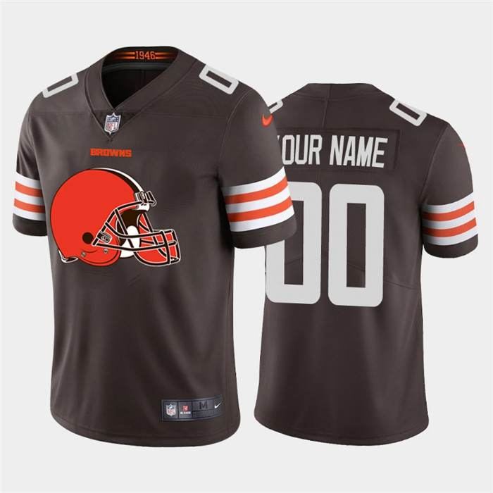 Personalized Cleveland Browns Brown Men’s Big Team Logo Limited NFL Jersey