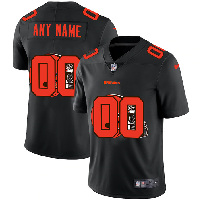 Personalized Cleveland Browns Men’s Team Logo Dual Overlap Limited NFL Jersey Black