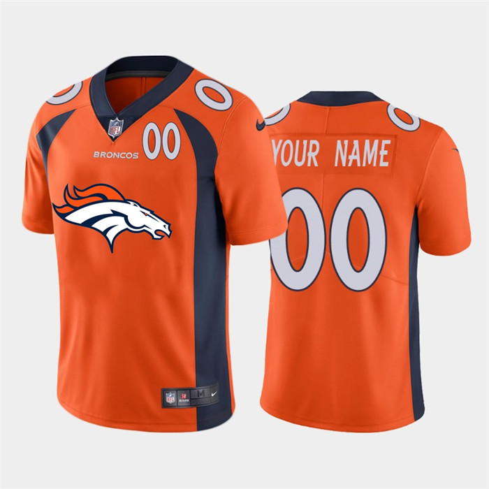 Personalized Denver Broncos Orange Men’s Big Team Logo Player Limited NFL Jersey