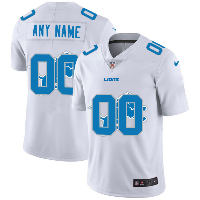 Personalized Detroit Lions White Men’s Team Logo Dual Overlap Limited NFL Jersey