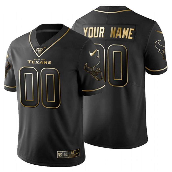 Personalized Houston Texans Men’s Black Golden Limited NFL 100 Jersey