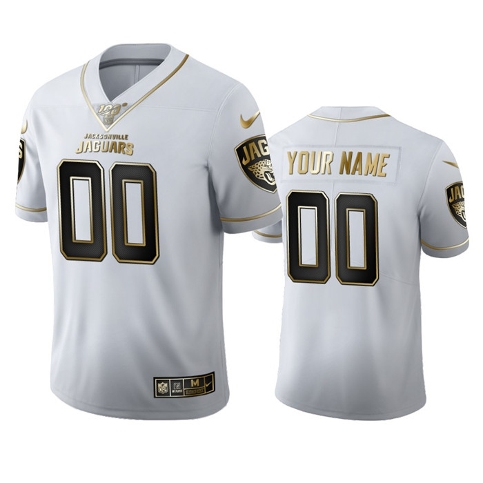 Personalized Jacksonville Jaguars Men’s White Golden Edition Limited NFL 100 Jersey