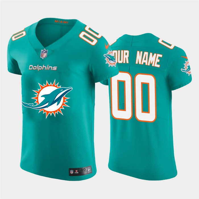 Personalized Miami Dolphins Aqua Green Men’s Big Team Logo Elite NFL Jersey