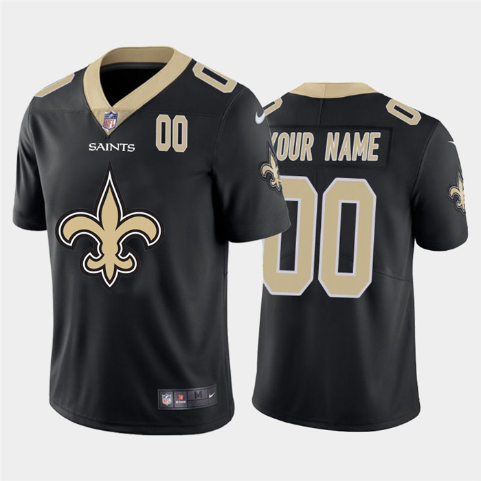 Personalized New Orleans Saints Black Men’s Big Team Logo Player Limited NFL Jersey