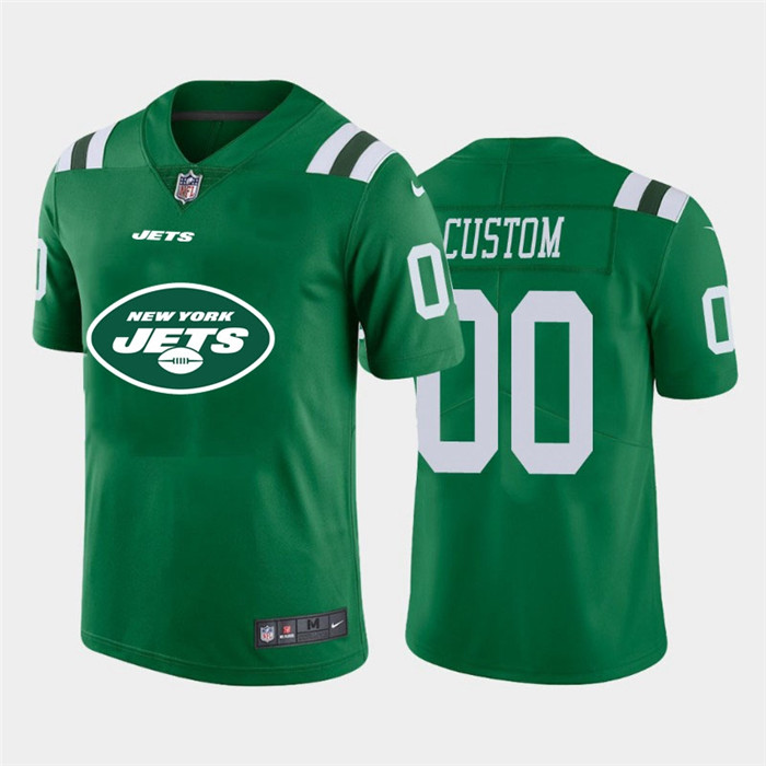 Personalized New York Jets Green Men’s Big Team Logo Limited NFL Jersey