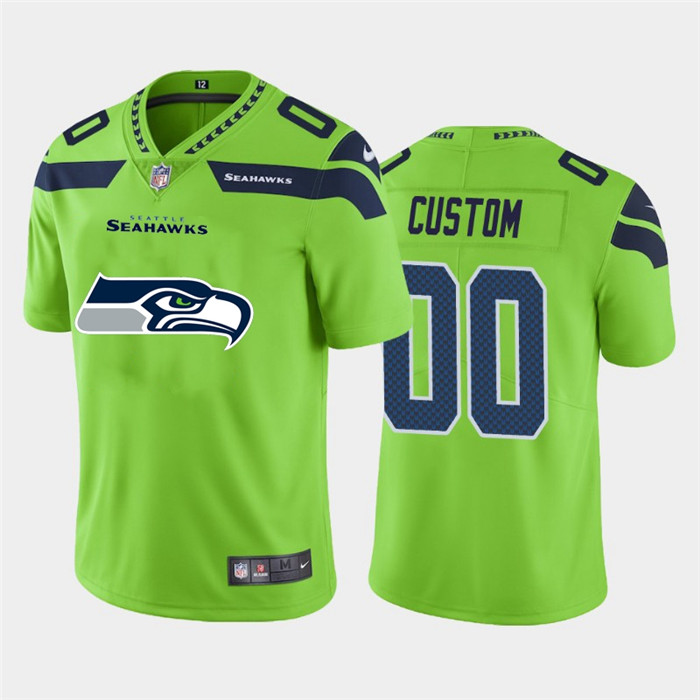 Personalized Seattle Seahawks Green Men’s Big Team Logo Limited NFL Jersey