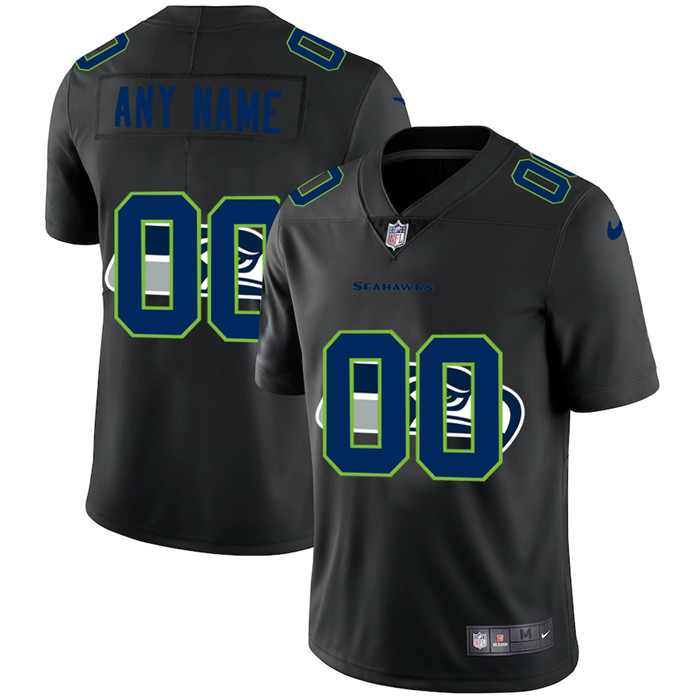 Personalized Seattle Seahawks Men’s Team Logo Dual Overlap Limited NFL Jersey Black