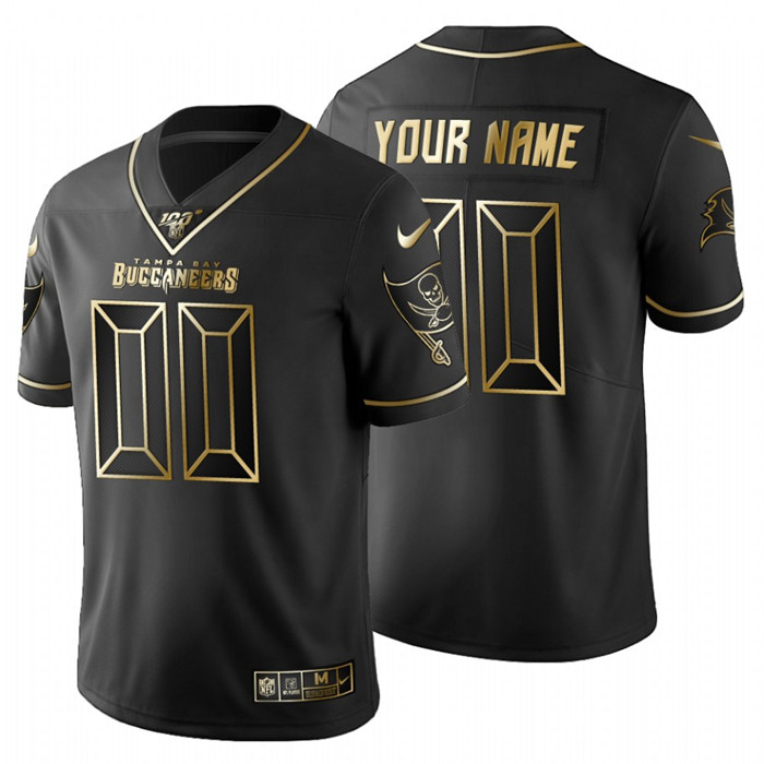 Personalized Tampa Bay Buccaneers Men’s Black Golden Limited NFL 100 Jersey