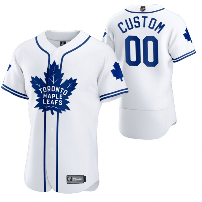Personalized Toronto Maple Leafs Men’s 2020 NHL x MLB Crossover Edition Baseball Jersey White
