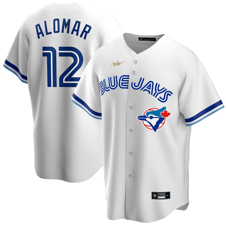 Personalized Toronto Blue Jays #12 Roberto Alomar Home Cooperstown Collection Player MLB Jersey White