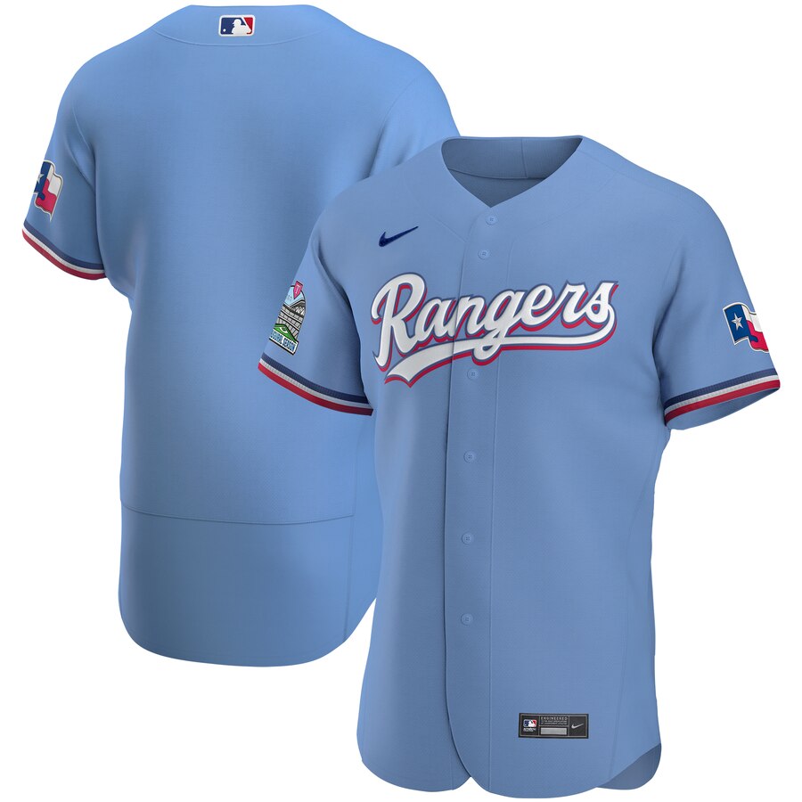 Personalized Texas Rangers Men’s Light Blue Alternate 2020 Authentic Team MLB Jersey