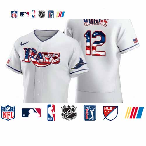 Personalized Tampa Bay Rays #12 Wade Boggs Men’s White Fluttering USA Flag Limited Edition Authentic MLB Jersey
