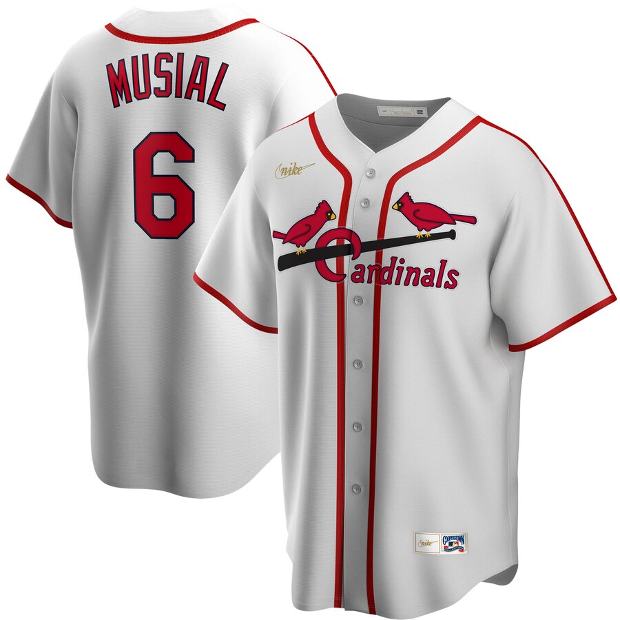 Personalized St. Louis Cardinals #6 Stan Musial Home Cooperstown Collection Player MLB Jersey White