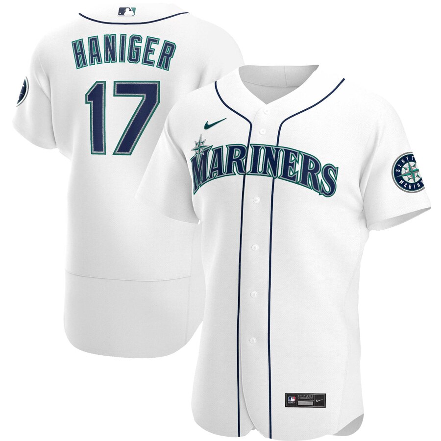Personalized Seattle Mariners #17 Mitch Haniger Men’s White Home 2020 Authentic Player MLB Jersey