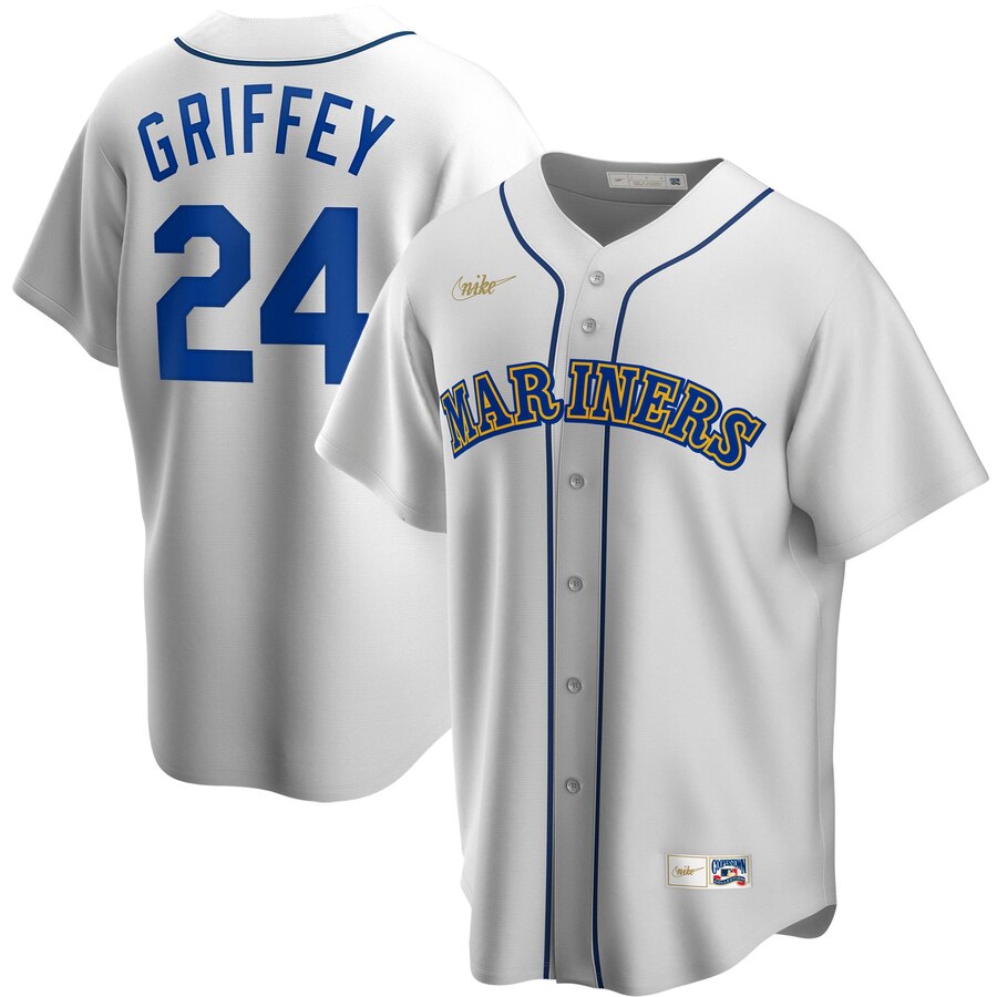 Personalized Seattle Mariners #24 Ken Griffey Jr. Home Cooperstown Collection Player MLB Jersey White