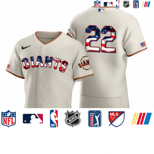 Personalized San Francisco Giants #22 Will Clark Men’s Cream Fluttering USA Flag Limited Edition Authentic MLB Jersey