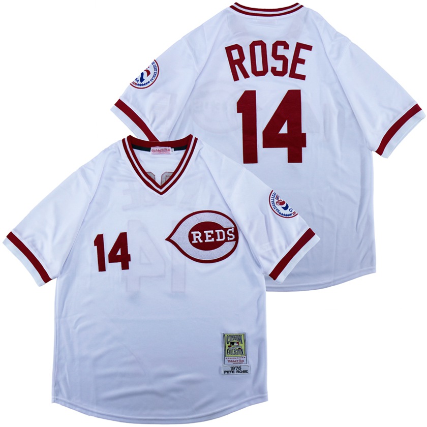 Personalized Reds 14 Pete Rose White 1976 Throwback Jersey