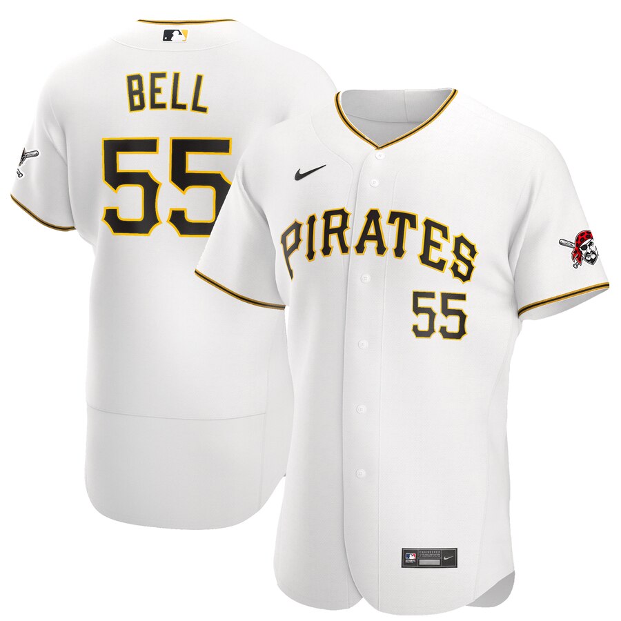 Personalized Pittsburgh Pirates #55 Josh Bell Men’s White Home 2020 Authentic Player MLB Jersey