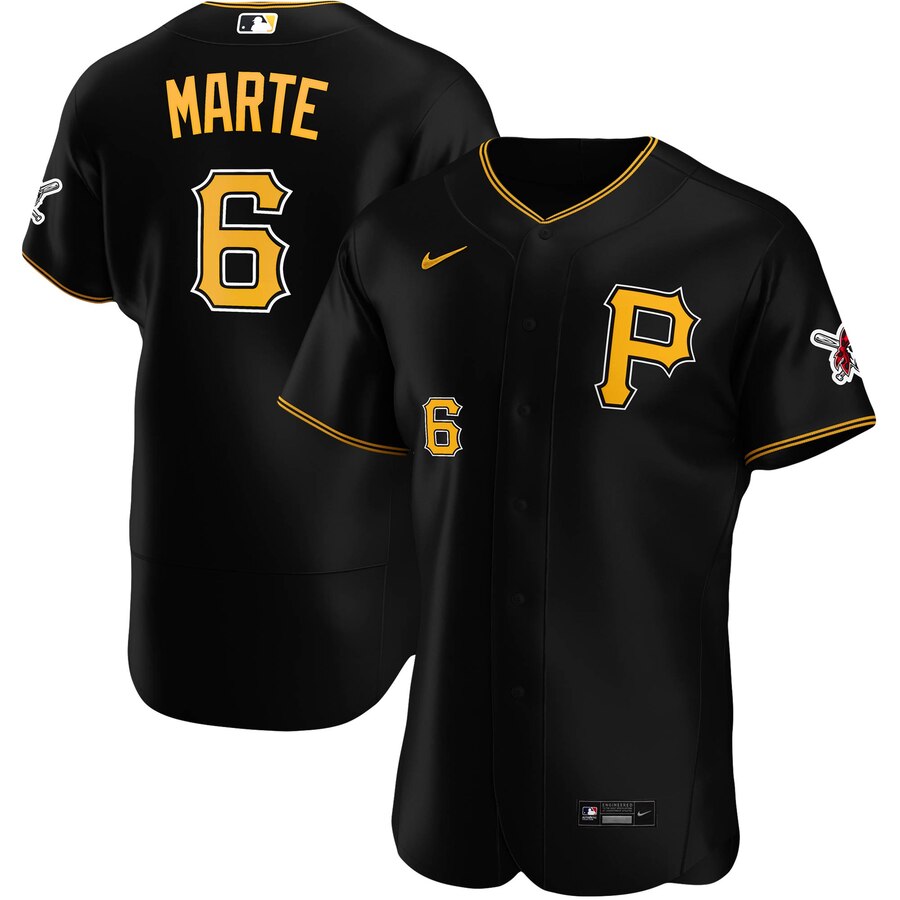 Personalized Pittsburgh Pirates #6 Starling Marte Men’s Black Alternate 2020 Authentic Player MLB Jersey