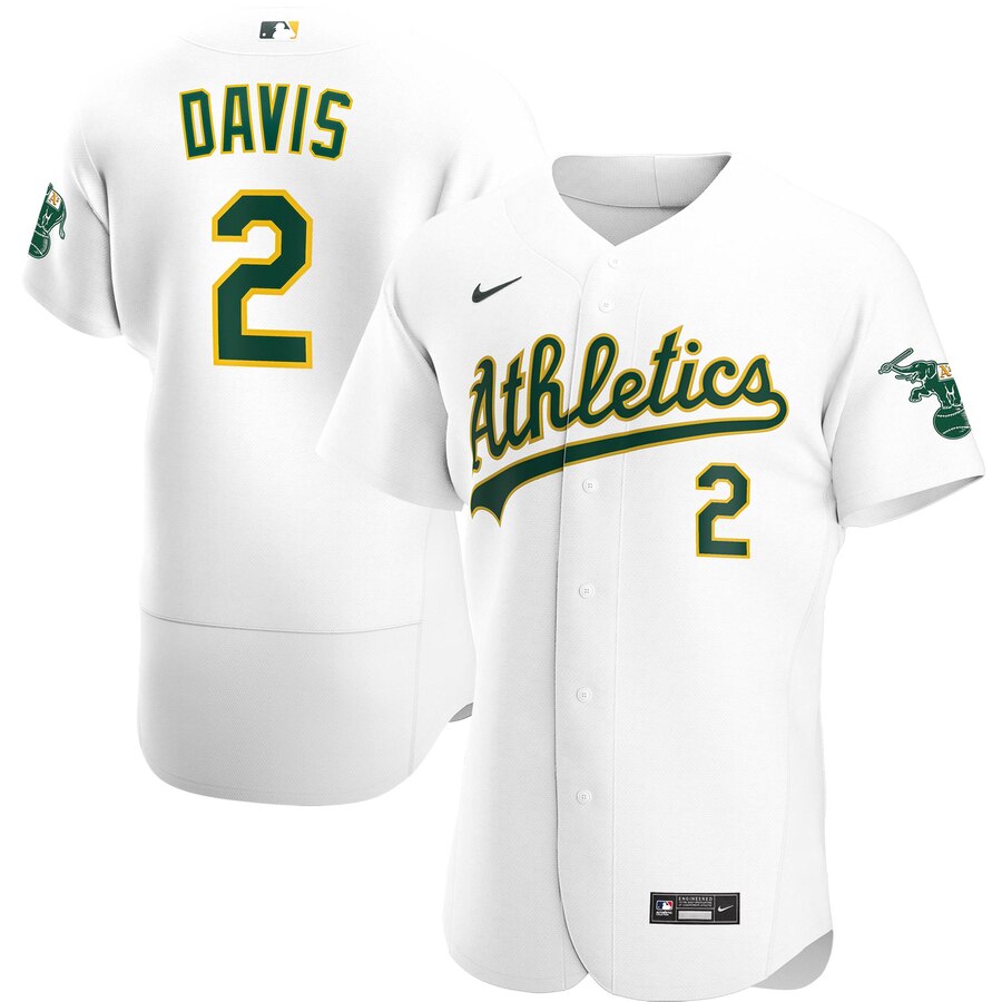 Personalized Oakland Athletics #2 Khris Davis Men’s White Home 2020 Authentic Player MLB Jersey