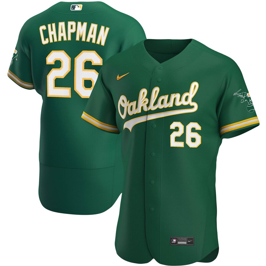 Personalized Oakland Athletics #26 Matt Chapman Men’s Kelly Green Alternate 2020 Authentic Player MLB Jersey