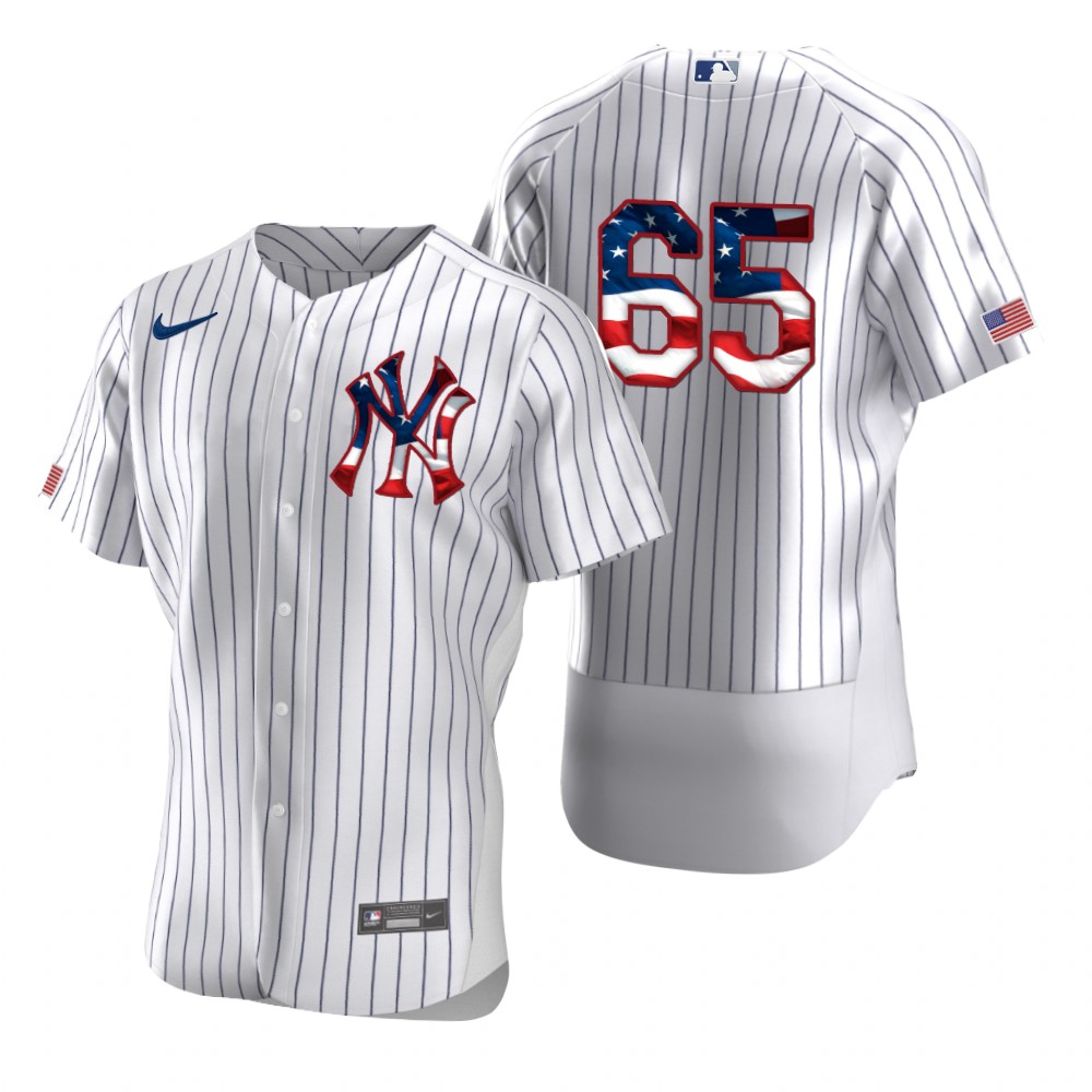 Personalized New York Yankees #65 James Paxton Men’s White Fluttering USA Flag Limited Edition Authentic MLB Jersey