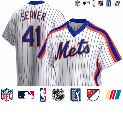 Personalized New York Mets #41 Tom Seaver Home Cooperstown Collection Player MLB Jersey White
