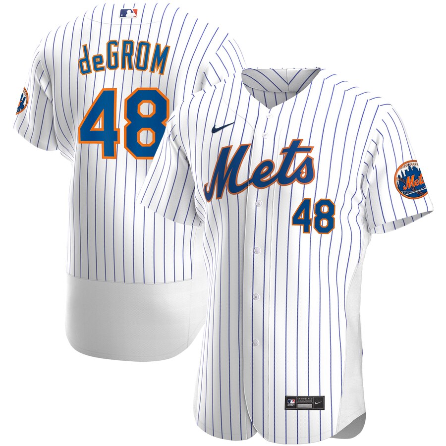 Personalized New York Mets #48 Jacob deGrom Men’s White Home 2020 Authentic Player MLB Jersey
