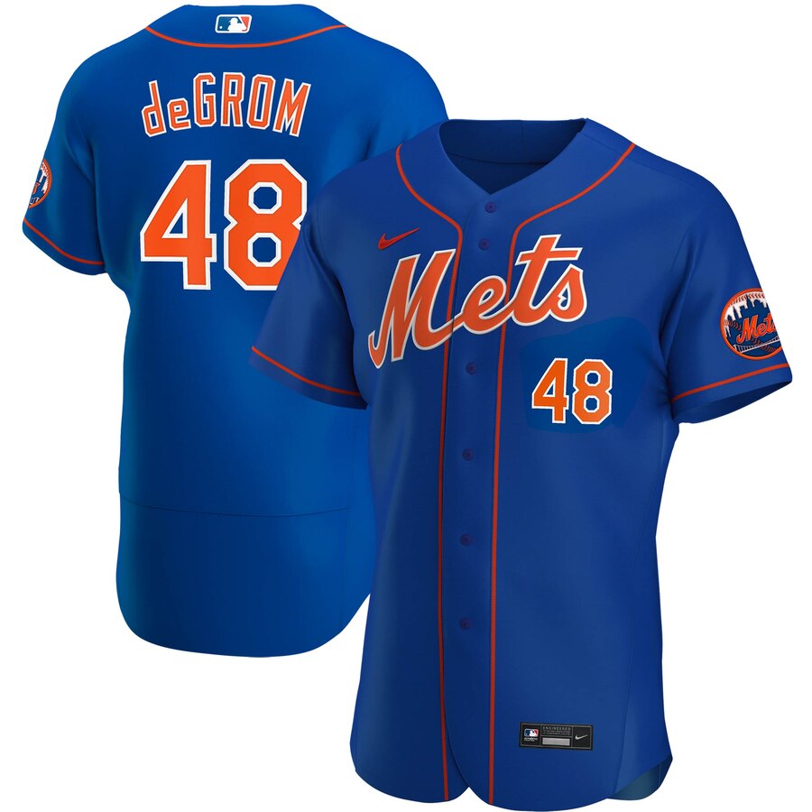 Personalized New York Mets #48 Jacob deGrom Men’s Royal Alternate 2020 Authentic Player MLB Jersey