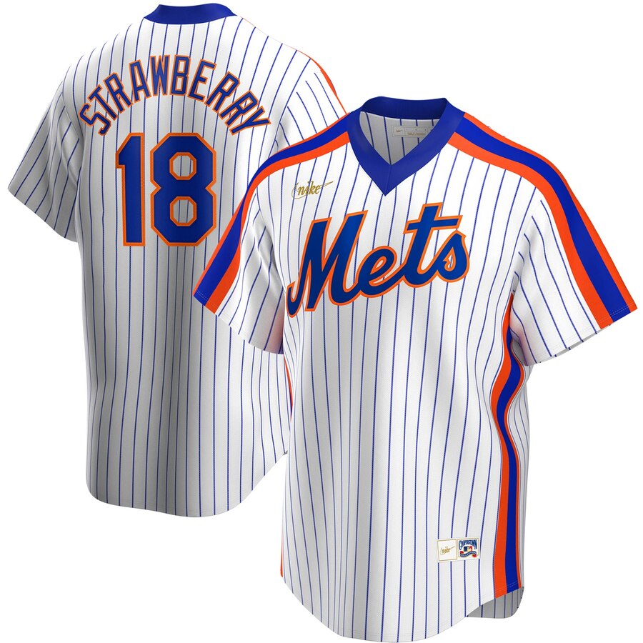 Personalized New York Mets #18 Darryl Strawberry Home Cooperstown Collection Player MLB Jersey White