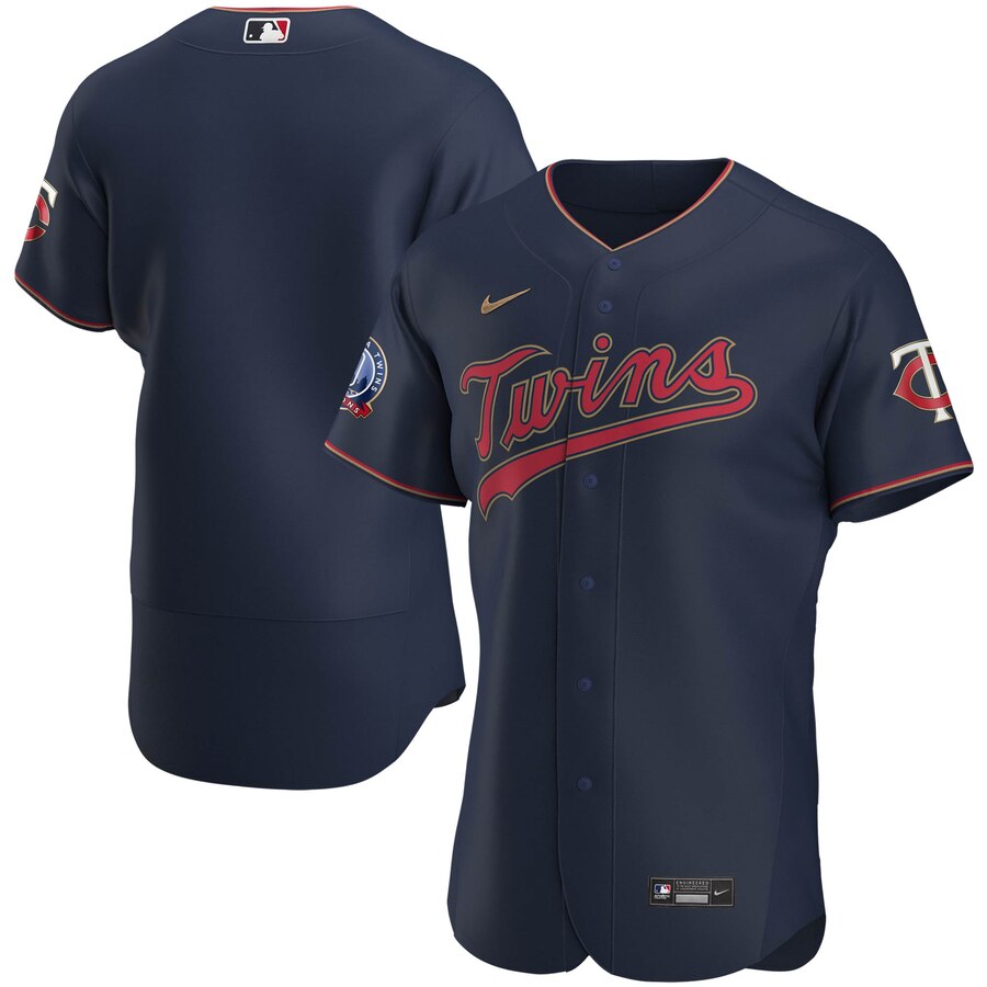 Personalized Minnesota Twins Men’s Navy Alternate 2020 60th Season Authentic Team Logo MLB Jersey