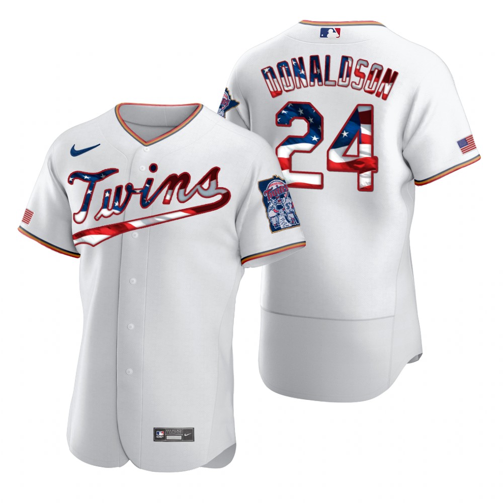 Personalized Minnesota Twins #24 Josh Donaldson Men’s White Fluttering USA Flag Limited Edition Authentic MLB Jersey